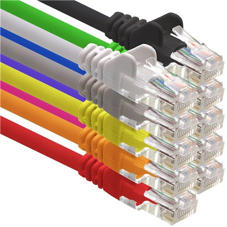 Câble réseau Câble CAT-6 RJ45 10x 1 m - 10 couleurs