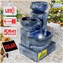AMUR Fontaine de Jardin Solaire avec Batterie Lithium et Éclairage LED - Cascade Bols Trois Niveaux Relaxante et Élégante
