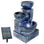 AMUR Fontaine de Jardin Solaire avec Batterie Lithium et Éclairage LED - Cascade Bols Trois Niveaux Relaxante et Élégante