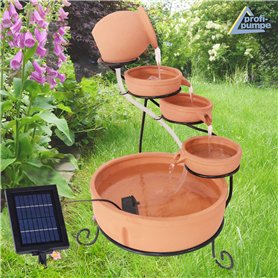 Fontaine Solaire Cascade Pichet et Bols en Terre Cuite - Déco Originale pour Jardin
