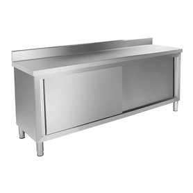 Royal Catering Meuble-bas Inox Rangement Cuisine RCAT-200/60-C (200x60x96cm