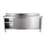 Royal Catering Meuble-bas Inox Rangement Cuisine RCAT-200/60-C (200x60x96cm, deux portes coulissantes, capacité de charge 160 kg
