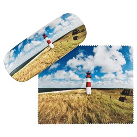 VON LILIENFELD Sylt Phare Étui Lunettes Boîte Robuste Cadeau Étui Lunettes de Soleil Chiffon de Nettoyage