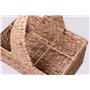 VIVANNO Stella Porte-Bouteilles en Jacinthe d'eau - Panier à Bouteilles tressé naturellement, 6 Bouteilles, 39x36x26 cm, poignée