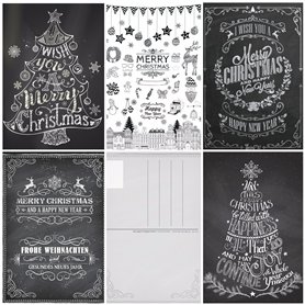 Edition Colibri 50 cartes postales de Noël: NOIR et BLANC Série de 50 cartes de Noël nostalgiques (5 motifs x 10 pièces = 50 piè