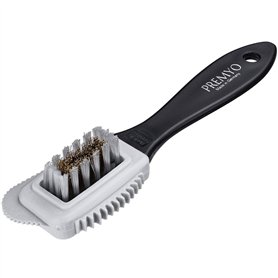 PREMYO Brosse à Poils Laiton et Nylon Nettoyage Efficace à Chaussures à Daim Nubuck Suédé Cuir Pleine Fleur avec Manche Durable