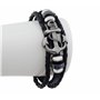 Hanessa Bracelet surfeur en cuir noir ancre pour homme - Bijoux en acier inoxydable - Cadeau de Noël pour un ami/un homme, 23.5 