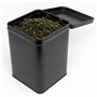 Dosenritter | 2 x boîte carrée de conservation/boîte à thé, EMPILABLE, noire, étanche, en fer blanc pour env. 400g de thé | 15,3