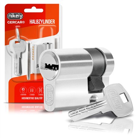 GERCAR Demi-cylindre profilé 10/30 Cylindre de serrure de porte - Avec 5 clés - Individuel - Longueur : 40 mm - A : 10 B : 30 -
