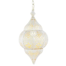 Lampe Suspension Luminaire marocaine Layan 40cm dorée E14 Douille | Plafonnier Lustre de Salon marocain oriental | Lanterne élec
