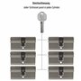 6 cylindres profilés de 60 mm 30/30 avec fonction de sécurité et de danger avec 30 clés.