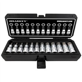 HASKYY Lot de 12 douilles à six pans creux 5-22 mm 1/2" clé à douille hexagonale dans une boîte en plastique pratique