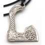 AB Viking Crafts Vikings Bracelet en cuir avec pendentif en forme de hache viking en métal dans une pochette à bijoux, 42 cm, Cu