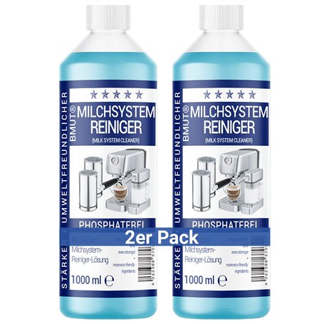 Lot de 2 flacons de 1000 ml de nettoyant concentré pour système de lait pour machine à café