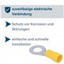 Kalitec RKSGM8 Lot de 100 cosses à anneau 4-6 mm² I Partiellement isolé M8 jaune I Cuivre I Collier en PVC I Pour connecter des 