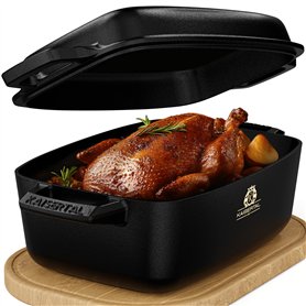 KAISERTAL Cocotte en fonte avec couvercle Passe au four – 32 cm avec couvercle | Passe au four