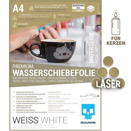 SKULLPAPER® Papier décalcomanie à eau ultra fin pour imprimantes laser