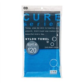 Cure Series Japanese Exfoliating Bath Towel From OHE - Super Hard Weave - Blue