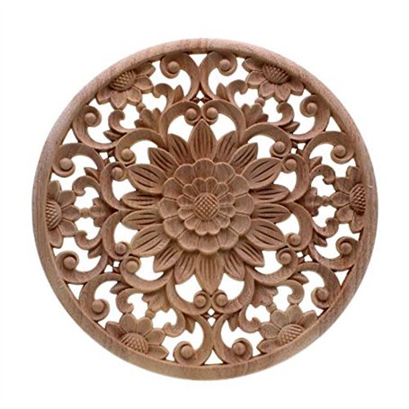 Beauneo Appliques en Bois Rond De Sculpture De Fleurs Sculptées pour Décalque De Moulures en Bois Non-Peintes Meuble Armoire Fig