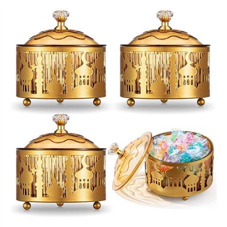 Muuoeou Lot de 4 plateaux de Ramadan avec couvercle