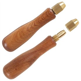 Bnnlqpsttg 2 Poignées de en Bois pour Perceuse à Main avec Mandrin à Pince en Laiton