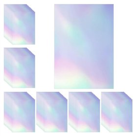 Juqoyue 60 Feuilles de Papier Holographique Laminé Transparent pour Autocollants Holographiques