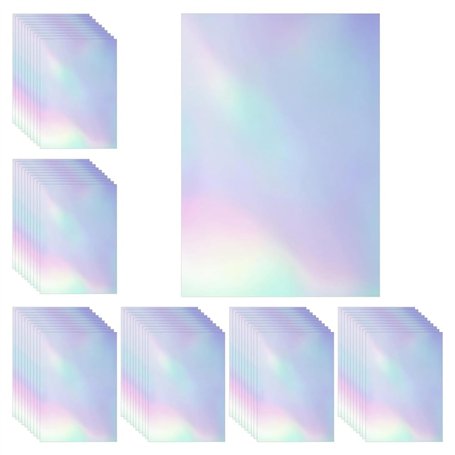 Juqoyue 60 Feuilles de Papier Holographique Laminé Transparent pour Autocollants Holographiques
