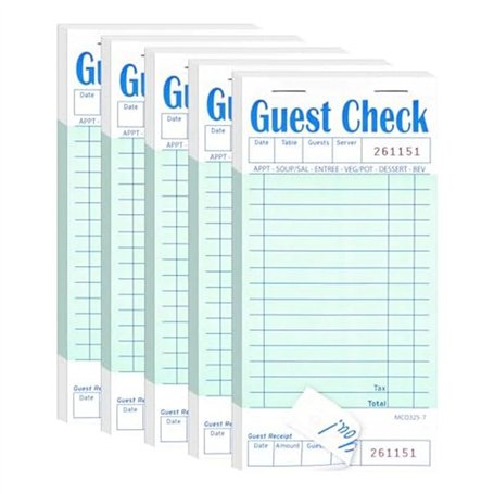 KACPLY Lot de 5 carnets de chèques d'invités Vert 50 feuilles/paquet