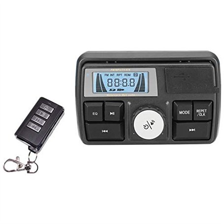 NINGWANG Moto Audio MP3 Radio SystèMe de Son Haut-Parleurs StéRéO éTanche FM 5 Fonctions D'éGalisation éCran LCD USB / / TF Noir