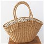 Wresetly Sac à Main pour Femmes en Osier Tissé Sac à BandoulièRe pour Dames Sac de Plage Tissé en Paille Capacité Portable Dot G