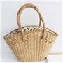 Wresetly Sac à Main pour Femmes en Osier Tissé Sac à BandoulièRe pour Dames Sac de Plage Tissé en Paille Capacité Portable Dot G