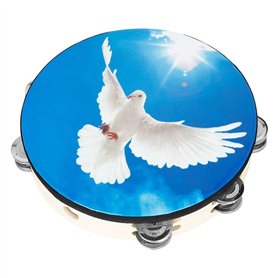 LOLPALONE 1 Pièce de Tambourin à Main à Double Couche de 10 Pouces avec Colombe de la Paix 25