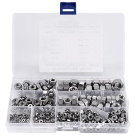 Sirxlevcy ÉCrous en Acier Inoxydable 2-56 à 3/8 Pouces-16 UNC D'Assortiment D'éCrous Hexagonaux pour Vis Boulons-280 PièCes SéRi