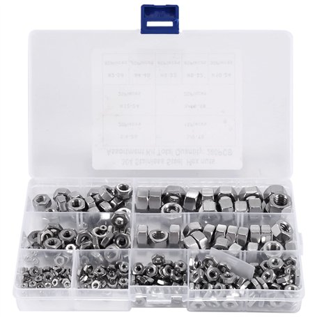 Sirxlevcy ÉCrous en Acier Inoxydable 2-56 à 3/8 Pouces-16 UNC D'Assortiment D'éCrous Hexagonaux pour Vis Boulons-280 PièCes SéRi
