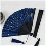 Melitt Éventail pliant en soie étoilée - Tissu japonais chinois en - Bleu