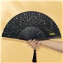 Melitt Éventail pliant en soie étoilée - Tissu japonais chinois en - Bleu