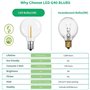 INFINETE 6Pcs G40 Led Ampoules de Remplacement, E12 Base de Vis Incassable LED Globe Ampoules pour Guirlandes Solaires Blanc Cha