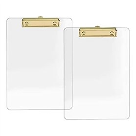 Evenden Lot de 2 porte-blocs transparents en acrylique avec clip doré - Format A4 - 8