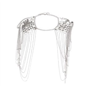 SAHROO Vintage Harnais Punk Maillot De Corps Maillot D'Épaule Epaulette Chaîne Collier Collier Dangling Gland Argent