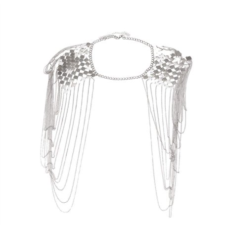 SAHROO Vintage Harnais Punk Maillot De Corps Maillot D'Épaule Epaulette Chaîne Collier Collier Dangling Gland Argent
