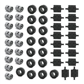 AMIUHOUN 48PCS Mini Essieux de Roue Pack Accessoires de Voiture Moyeu de Pneu Briques de Construction Classiques Enfants Bricola