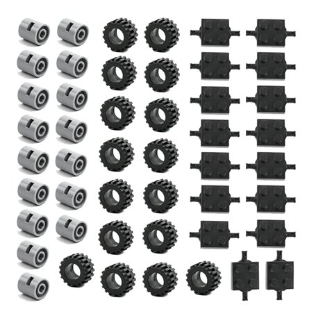 AMIUHOUN 48PCS Mini Essieux de Roue Pack Accessoires de Voiture Moyeu de Pneu Briques de Construction Classiques Enfants Bricola