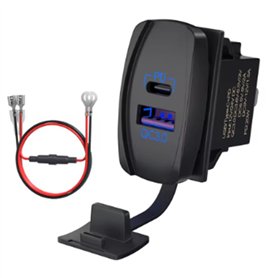 Luobannm Interrupteur à Bascule USB USB C & QC 3.0 Chargeur PD QC 3.0 Double Ports Sortie PD Chargeur Prise de Courant Étanche P