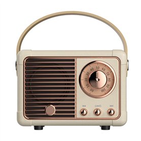 CENMEN Enceinte Bluetooth rétro HM11 Lecteur de musique rétro casique Son stéréo portable Mini lecteur de musique de voyage Beig