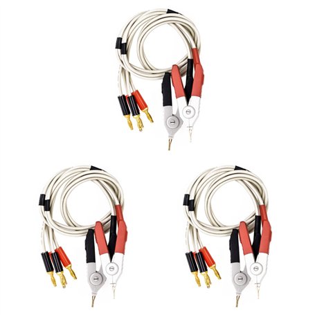 Lot de 3 paires de câbles de pince de prise banane isolés à faible résistance Lcr Terminal de jauge de plomb de sonde Lcr Kelvin