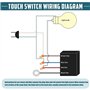 Barabesty Interrupteur tactile pour lampe LED à intensité variable, CFL, halogène ou à incandescence, 3 niveaux à intensité vari