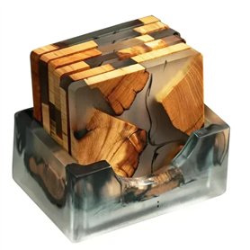 Fegtrtyoa Ensemble de sous-Verres en Bois avec Résine Époxy - sous-Verres Modernes avec Support pour
