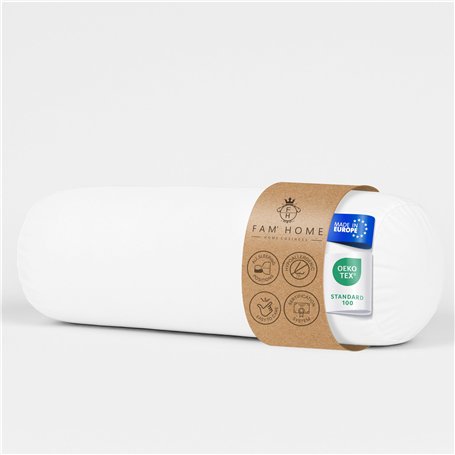 FAM Home Traversin 90 cm 1 pcs - Oreiller Traversin 21 x 90 - Polochon 90 cm pour 2 Personnes Orthopédique Respirant Lavable Fib