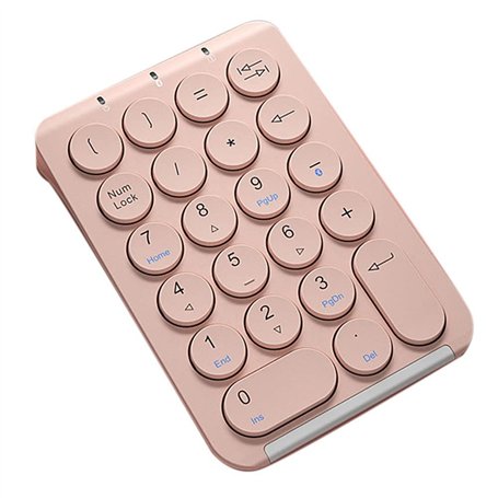 PPcdfre Pavé numérique sans fil Bluetooth avec touches rondes et 22 touches rechargeables (rose)