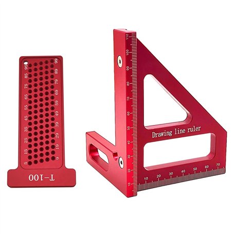 Yuattory Lot de 2 équerres de menuiserie 3D multi-angles avec rapporteur carré et règle en T